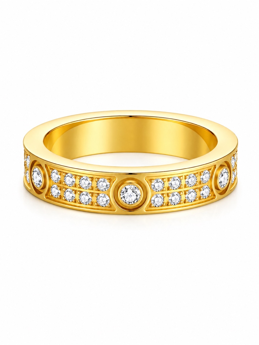 Gold Crystal Pave Band Ring - Women's Jewelry